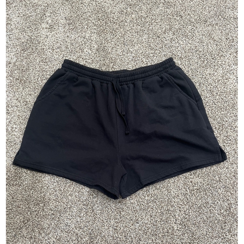 Rebel Sky Womens‎ Black Lounge Shorts Size M Cotton Blend Elastic Drawstring